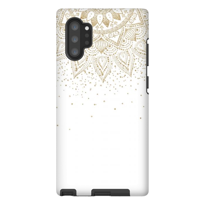 Galaxy Note 10 plus StrongFit Elegant Gold Mandala Confetti Design by InovArts
