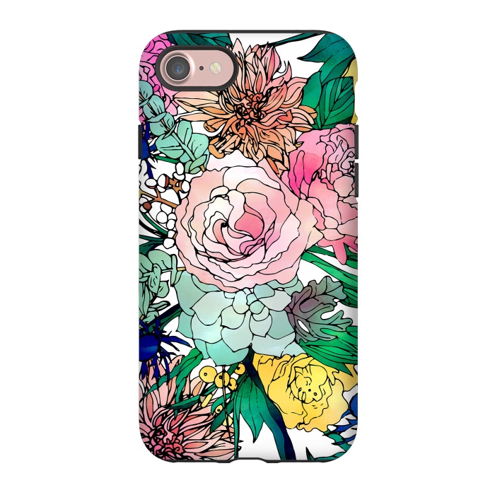 iPhone 7 StrongFit Stylish Colorful Watercolor Floral Pattern by InovArts