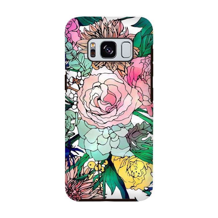 Galaxy S8 StrongFit Stylish Colorful Watercolor Floral Pattern by InovArts
