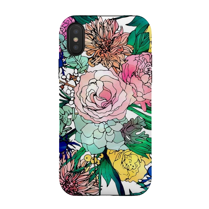 iPhone Xs / X StrongFit Stylish Colorful Watercolor Floral Pattern by InovArts