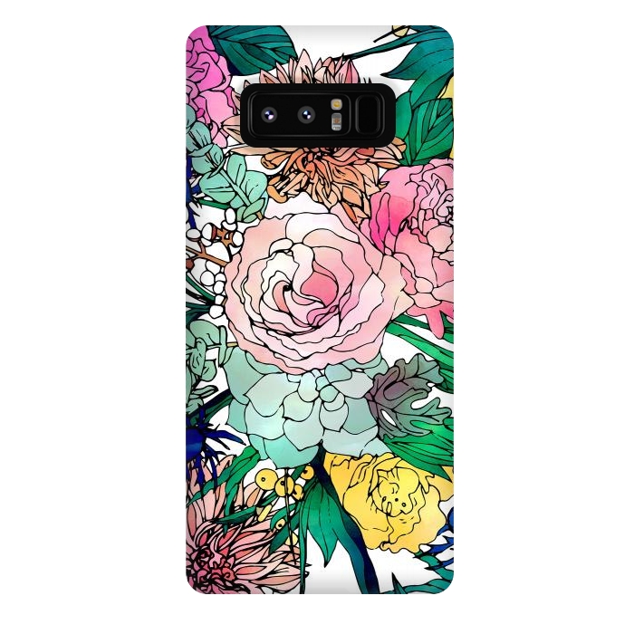 Galaxy Note 8 StrongFit Stylish Colorful Watercolor Floral Pattern by InovArts