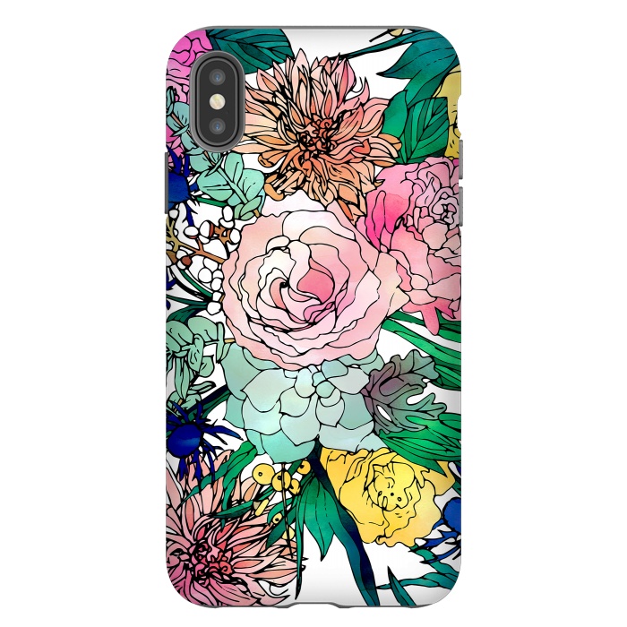 iPhone Xs Max StrongFit Stylish Colorful Watercolor Floral Pattern by InovArts