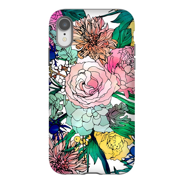 iPhone Xr StrongFit Stylish Colorful Watercolor Floral Pattern by InovArts