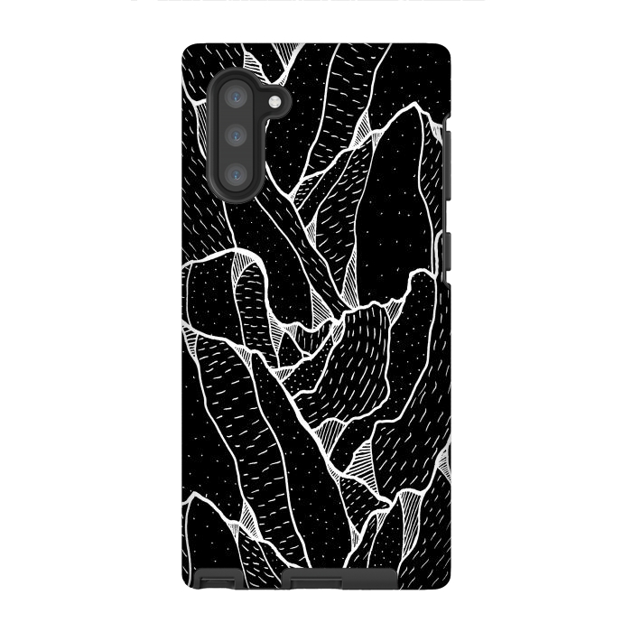 Galaxy Note 10 StrongFit Black and white pattern hills by Steve Wade (Swade)