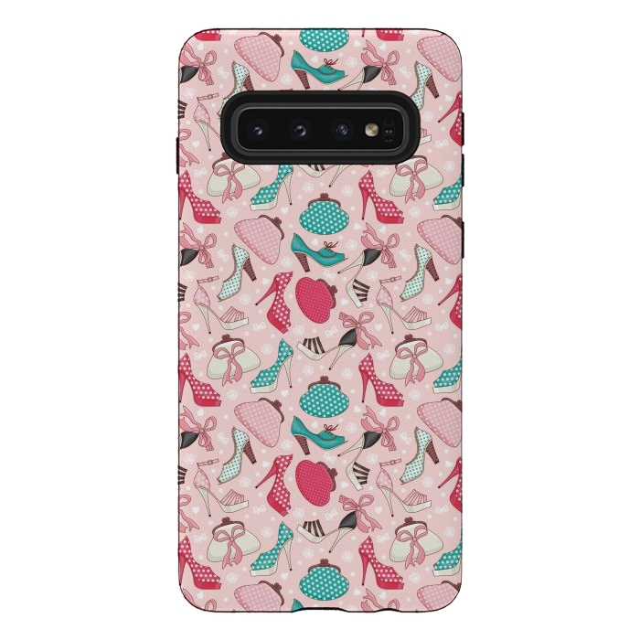 Galaxy S10 StrongFit Pattern With Women's Shoes And Handbags by ArtsCase