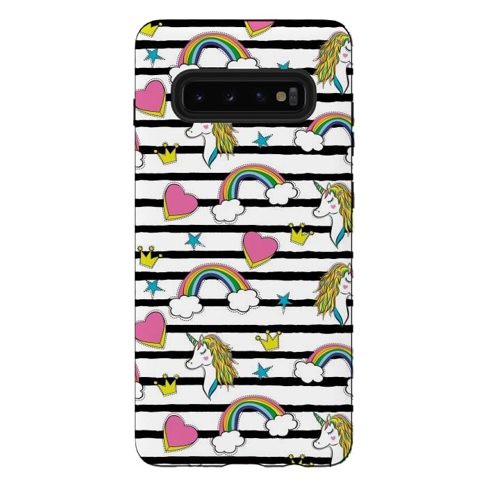Galaxy S10 plus StrongFit Unicorns Rainbows and Hearts by ArtsCase