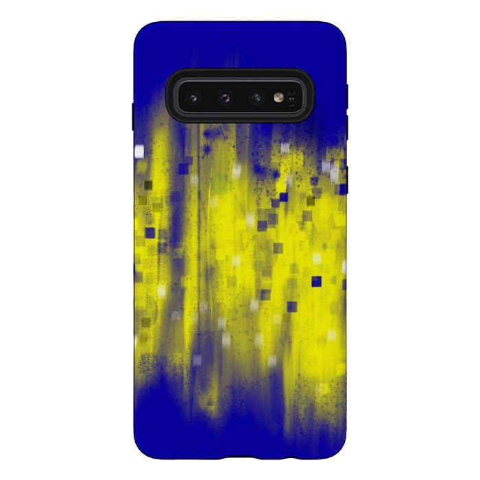 Galaxy S10 StrongFit Color blue yellow abstract art by Josie