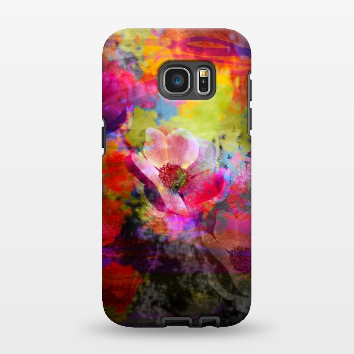 Galaxy S7 EDGE StrongFit Floral multicolour abstract digital flowers pink by Josie