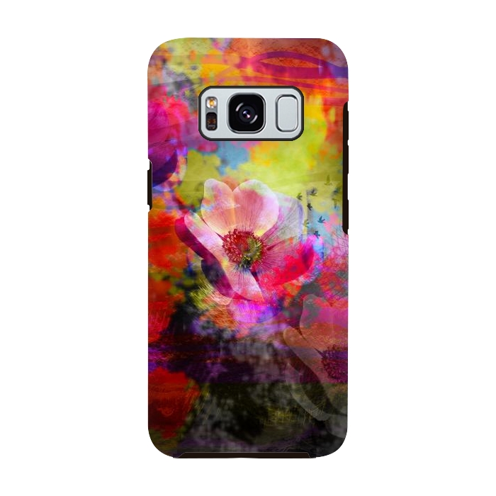 Galaxy S8 StrongFit Floral multicolour abstract digital flowers pink by Josie