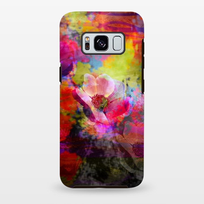 Galaxy S8 plus StrongFit Floral multicolour abstract digital flowers pink by Josie