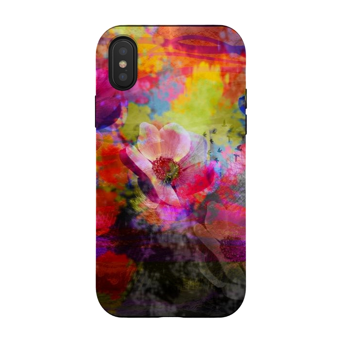 iPhone Xs / X StrongFit Floral multicolour abstract digital flowers pink by Josie