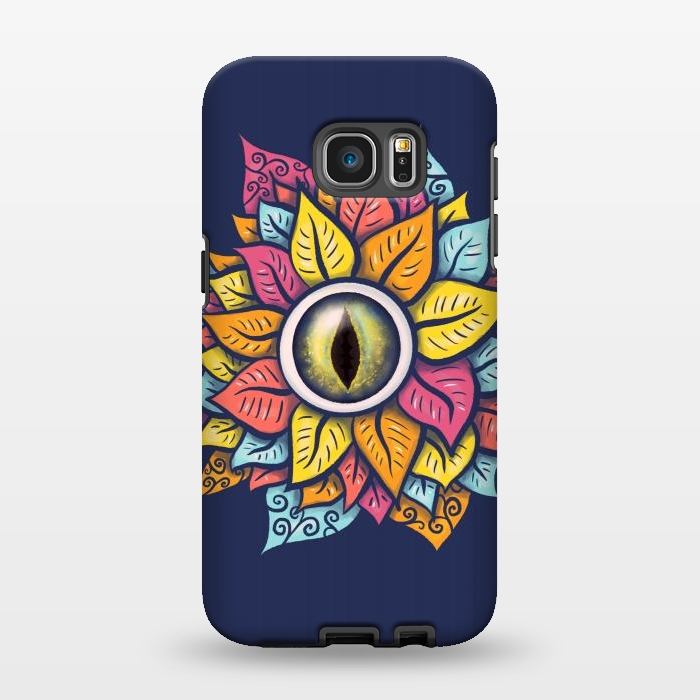 Galaxy S7 EDGE StrongFit Colorful Reptile Eye Flower Fun Weird Digital Art by Boriana Giormova