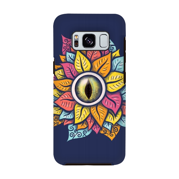 Galaxy S8 StrongFit Colorful Reptile Eye Flower Fun Weird Digital Art by Boriana Giormova