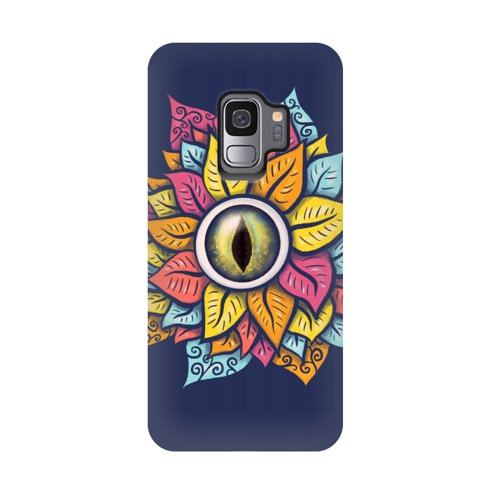 Galaxy S9 StrongFit Colorful Reptile Eye Flower Fun Weird Digital Art by Boriana Giormova