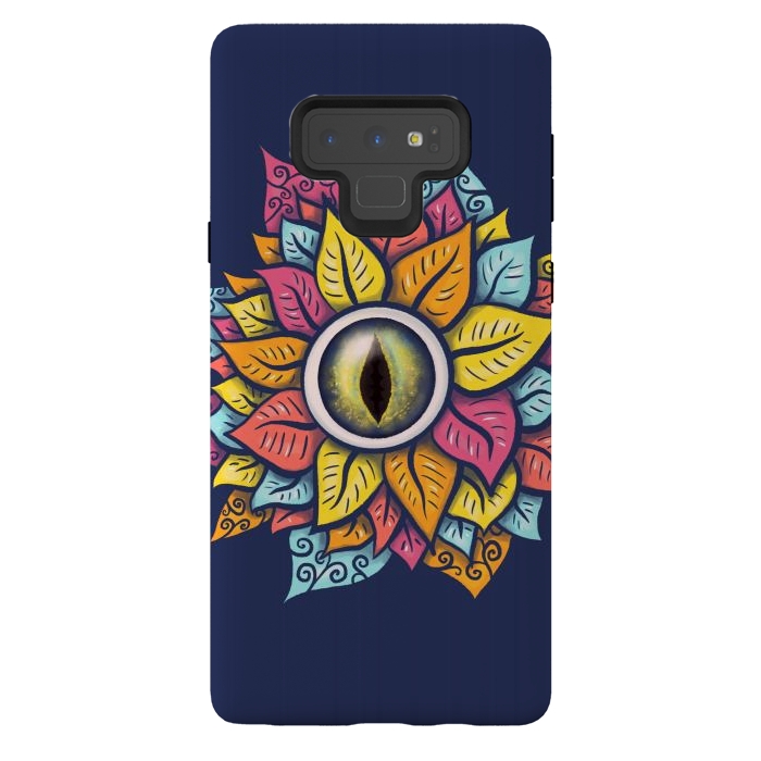 Galaxy Note 9 StrongFit Colorful Reptile Eye Flower Fun Weird Digital Art by Boriana Giormova