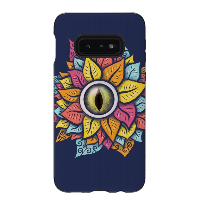 Galaxy S10e StrongFit Colorful Reptile Eye Flower Fun Weird Digital Art by Boriana Giormova