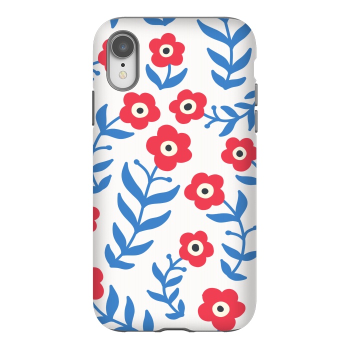 iPhone Xr StrongFit Red flowers and blue leaves by Winston