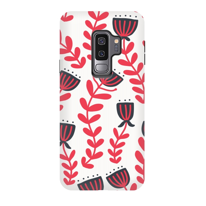 Galaxy S9 plus StrongFit Red flowers by Winston