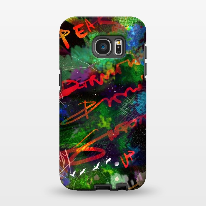 Galaxy S7 EDGE StrongFit Born Ready abstract art green blue text typography by Josie