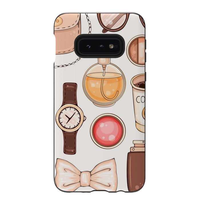 Galaxy S10e StrongFit Fashion set of Woman's Accessories and Cosmetics by ArtsCase