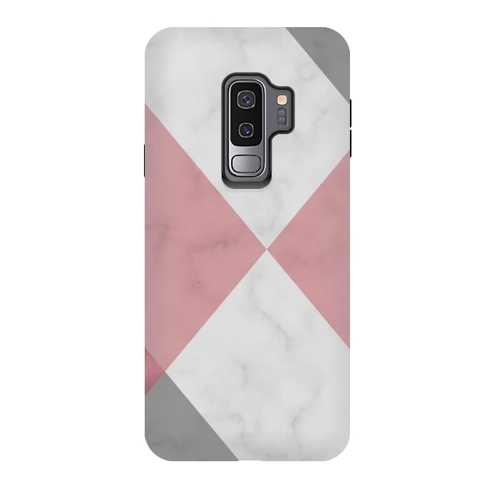Galaxy S9 plus StrongFit Gray and Rose Marble Geometric design by ArtsCase