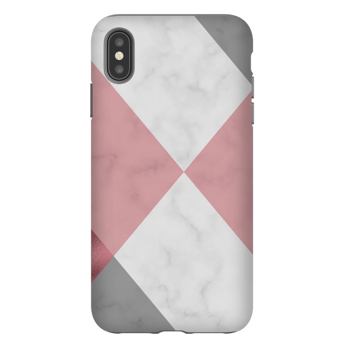 iPhone Xs Max StrongFit Gray and Rose Marble Geometric design by ArtsCase
