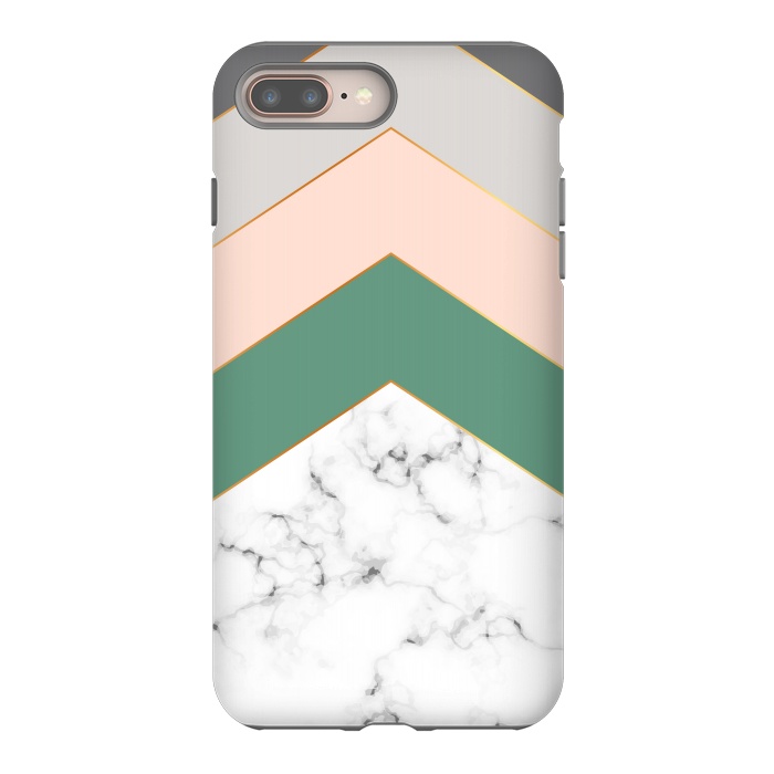 iPhone 7 plus StrongFit Green Rose and Gray Marble Geometric Design with gold lines by ArtsCase