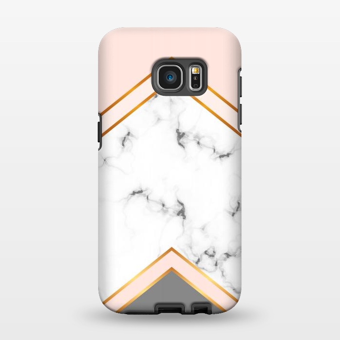 Galaxy S7 EDGE StrongFit Marble with geomtric figures and gold lines by ArtsCase