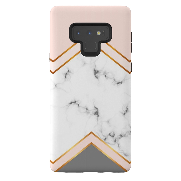 Galaxy Note 9 StrongFit Marble with geomtric figures and gold lines by ArtsCase