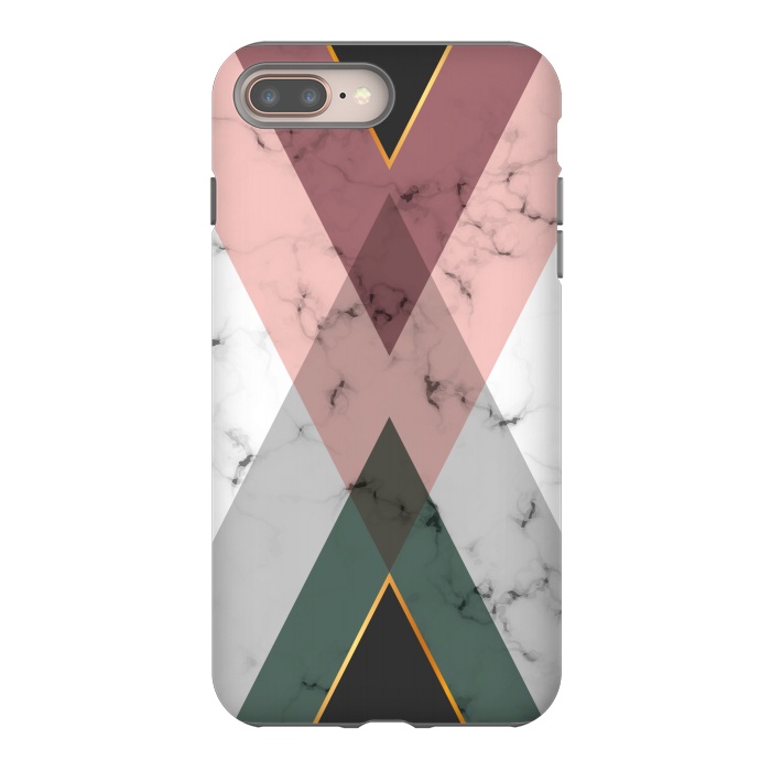 iPhone 7 plus StrongFit New Marble design with triangular figure and gold lines by ArtsCase