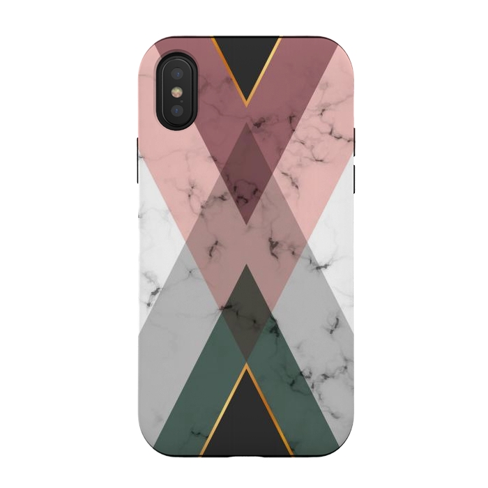 iPhone Xs / X StrongFit New Marble design with triangular figure and gold lines by ArtsCase