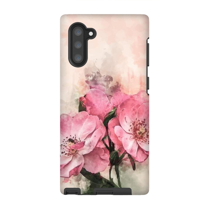 Galaxy Note 10 StrongFit Vintage Pink Flower by Creativeaxle