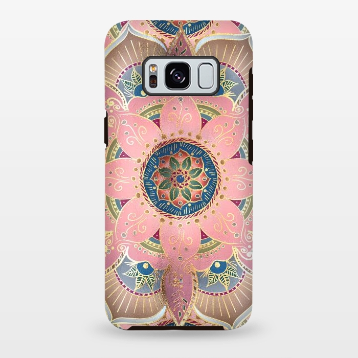 Galaxy S8 plus StrongFit Trendy Metallic Gold and Pink Mandala Design by InovArts