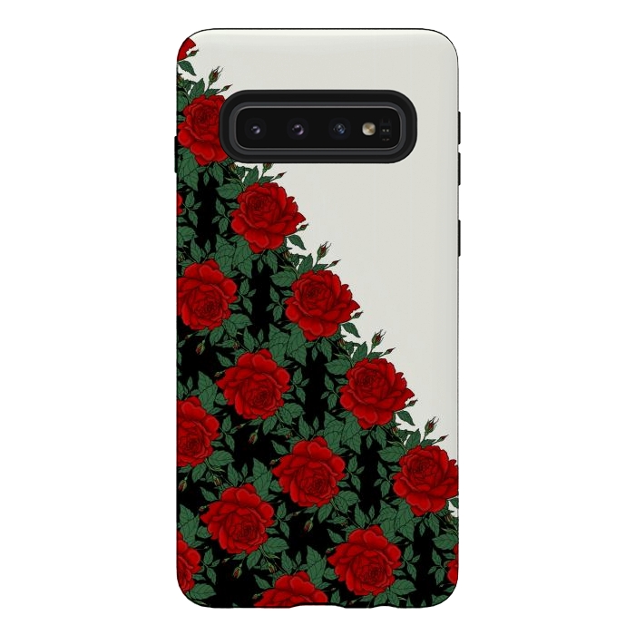 Galaxy S10 StrongFit Red roses pattern by Jms