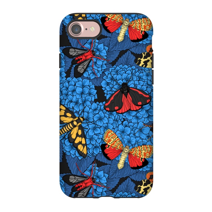 iPhone 7 StrongFit Moths on blue hydrangea by Katerina Kirilova