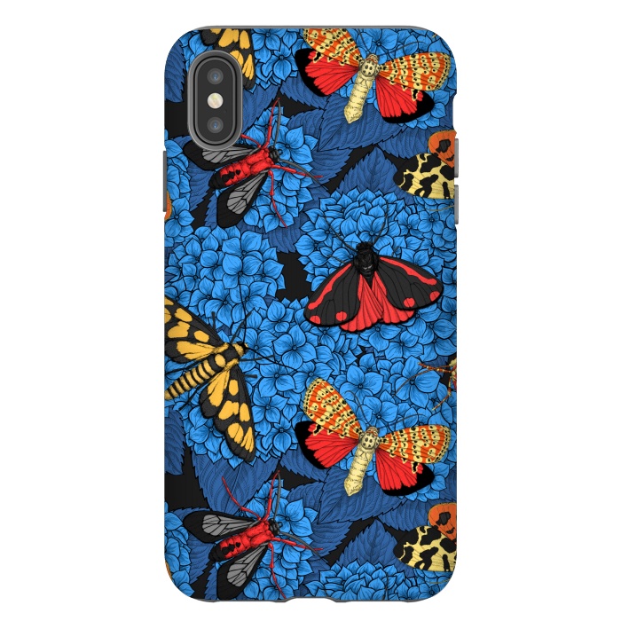iPhone Xs Max StrongFit Moths on blue hydrangea by Katerina Kirilova