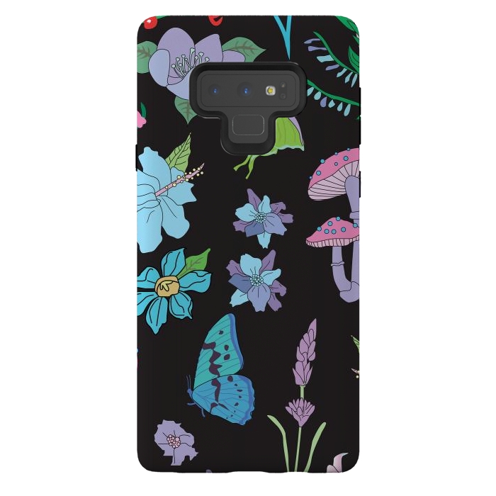 Galaxy Note 9 StrongFit Garden Witch Pastel Mushrooms, Flowers, Butterflies by Luna Elizabeth Art