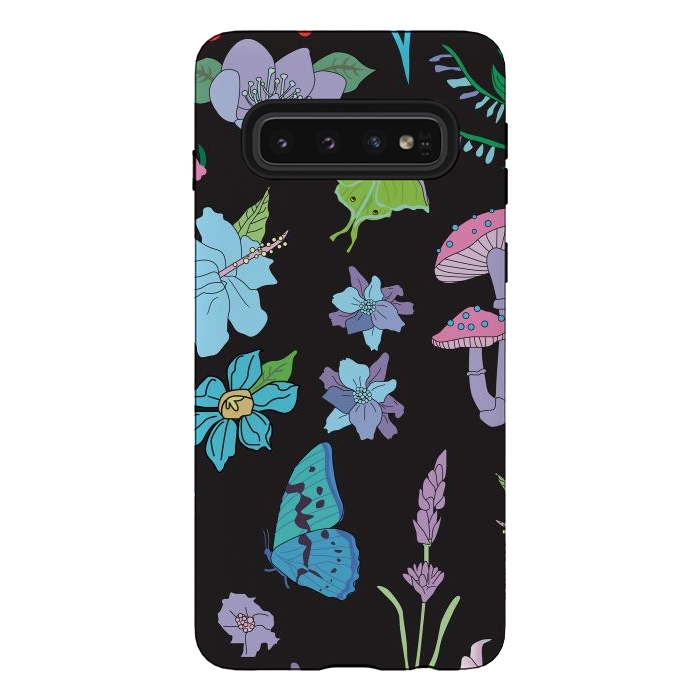 Galaxy S10 StrongFit Garden Witch Pastel Mushrooms, Flowers, Butterflies by Luna Elizabeth Art