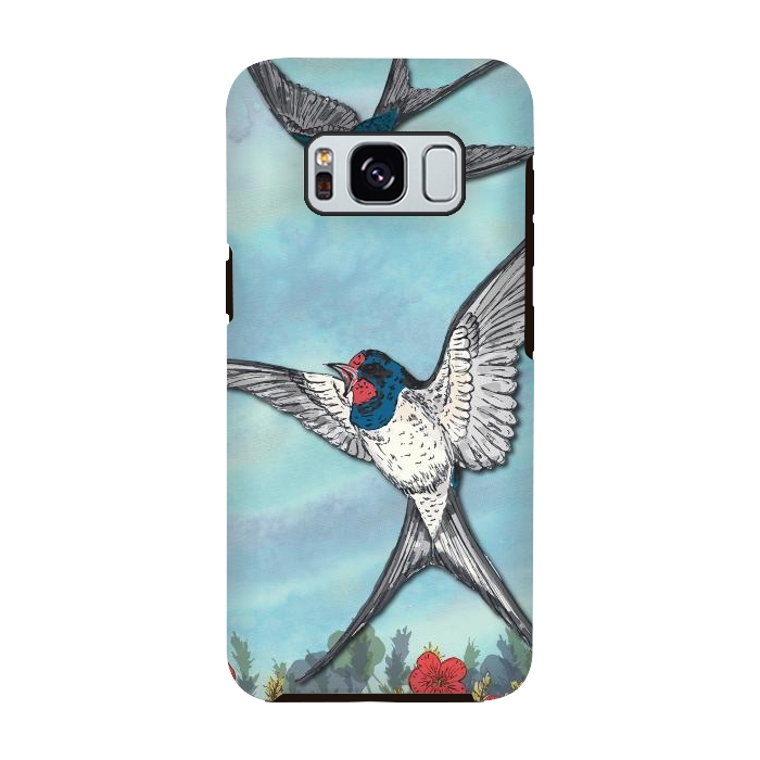 Galaxy S8 StrongFit Summer Swallows by Lotti Brown