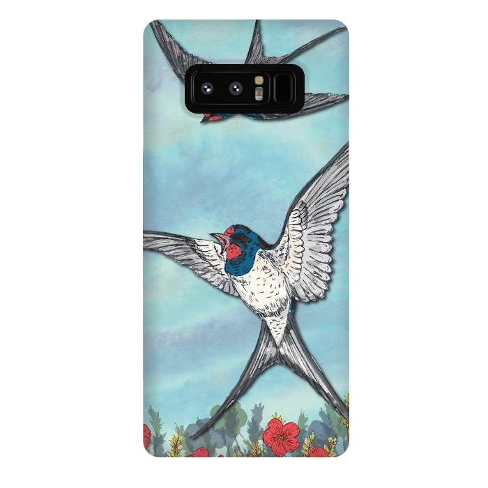 Galaxy Note 8 StrongFit Summer Swallows by Lotti Brown