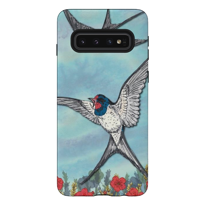 Galaxy S10 StrongFit Summer Swallows by Lotti Brown