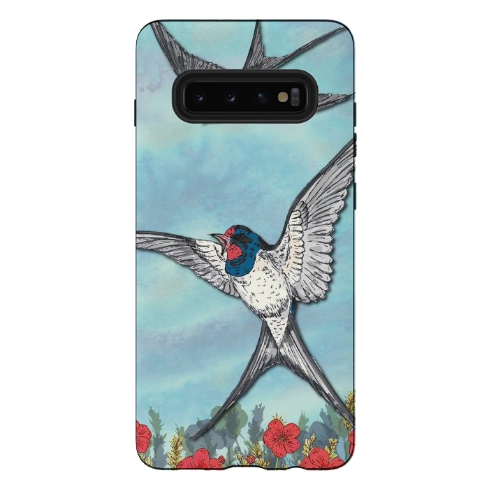 Galaxy S10 plus StrongFit Summer Swallows by Lotti Brown
