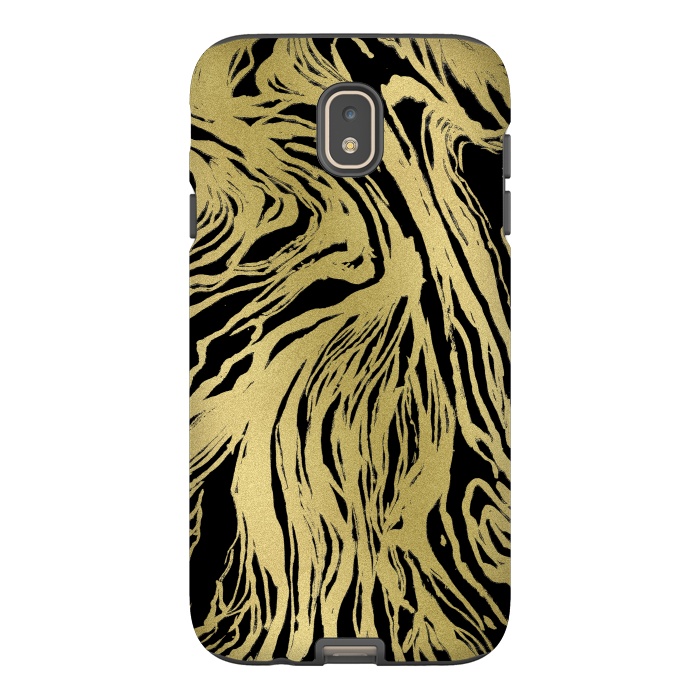 Galaxy J7 StrongFit Black and Gold Marble by Caitlin Workman