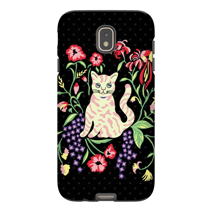 Galaxy J7 StrongFit Cutie Cat with Flowers by Michael Cheung