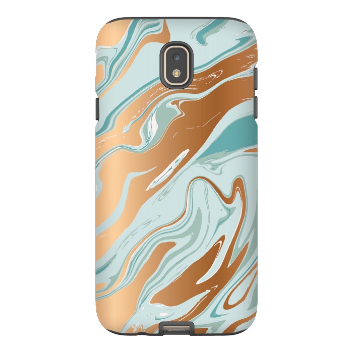 Galaxy J7 StrongFit Liquid Green Marble and Gold 006 by Jelena Obradovic