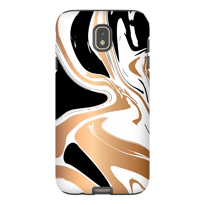 Galaxy J7 StrongFit Black and Gold Marble 027 by Jelena Obradovic