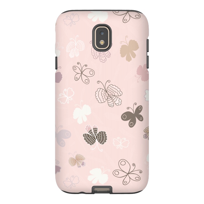 Galaxy J7 StrongFit Pretty Pink and Purple Butterflies on Light Pink by Paula Ohreen