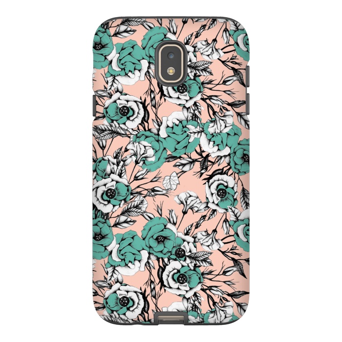Galaxy J7 StrongFit Blue and pink floral by Mmartabc