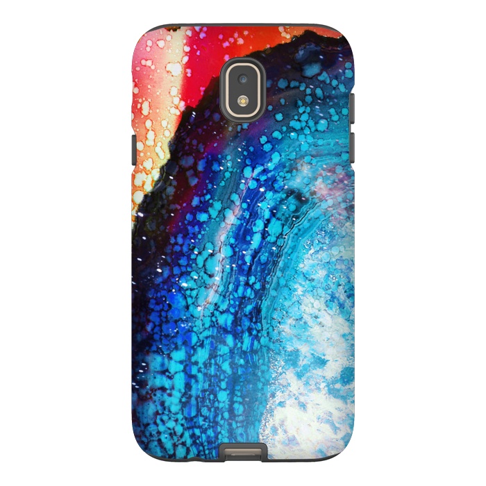 Galaxy J7 StrongFit Paint splattered marble blue red by Oana 
