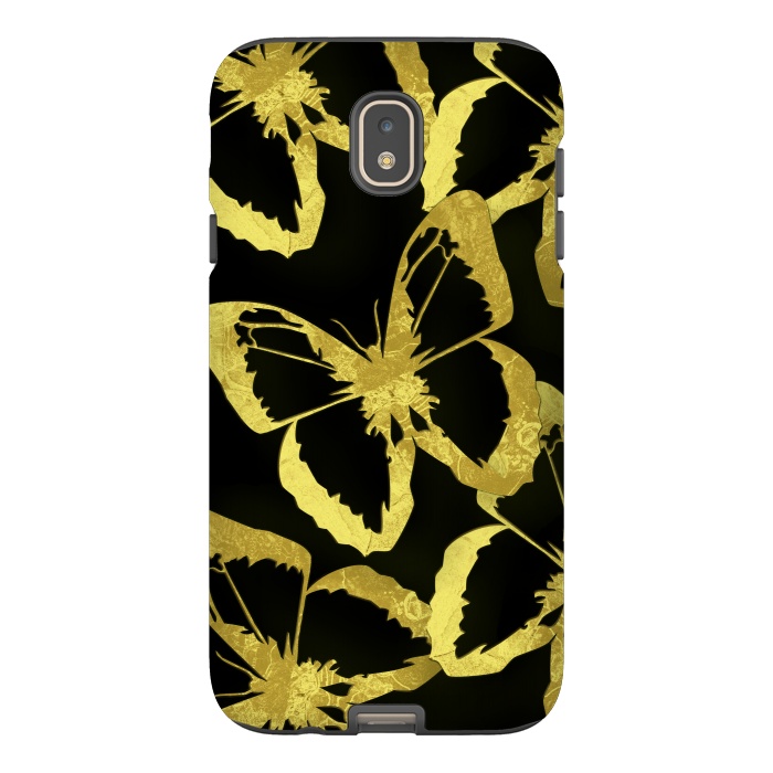 Galaxy J7 StrongFit Black and Gold Butterflies by Alemi